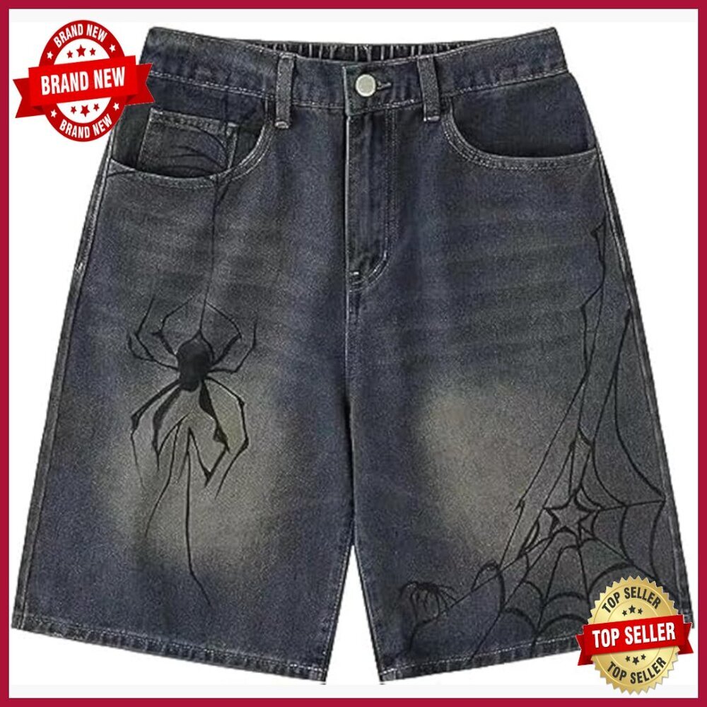 Vintage Denim Shorts Baggy Fit Acid Wash Wide Leg Unisex Streetwear